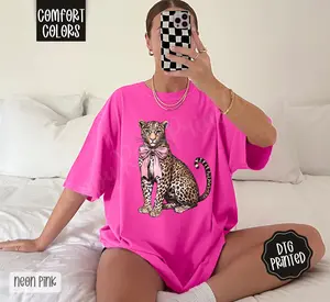 Coquette Leopard Shirt Comfort Colors, Trendy Women's Tshirt