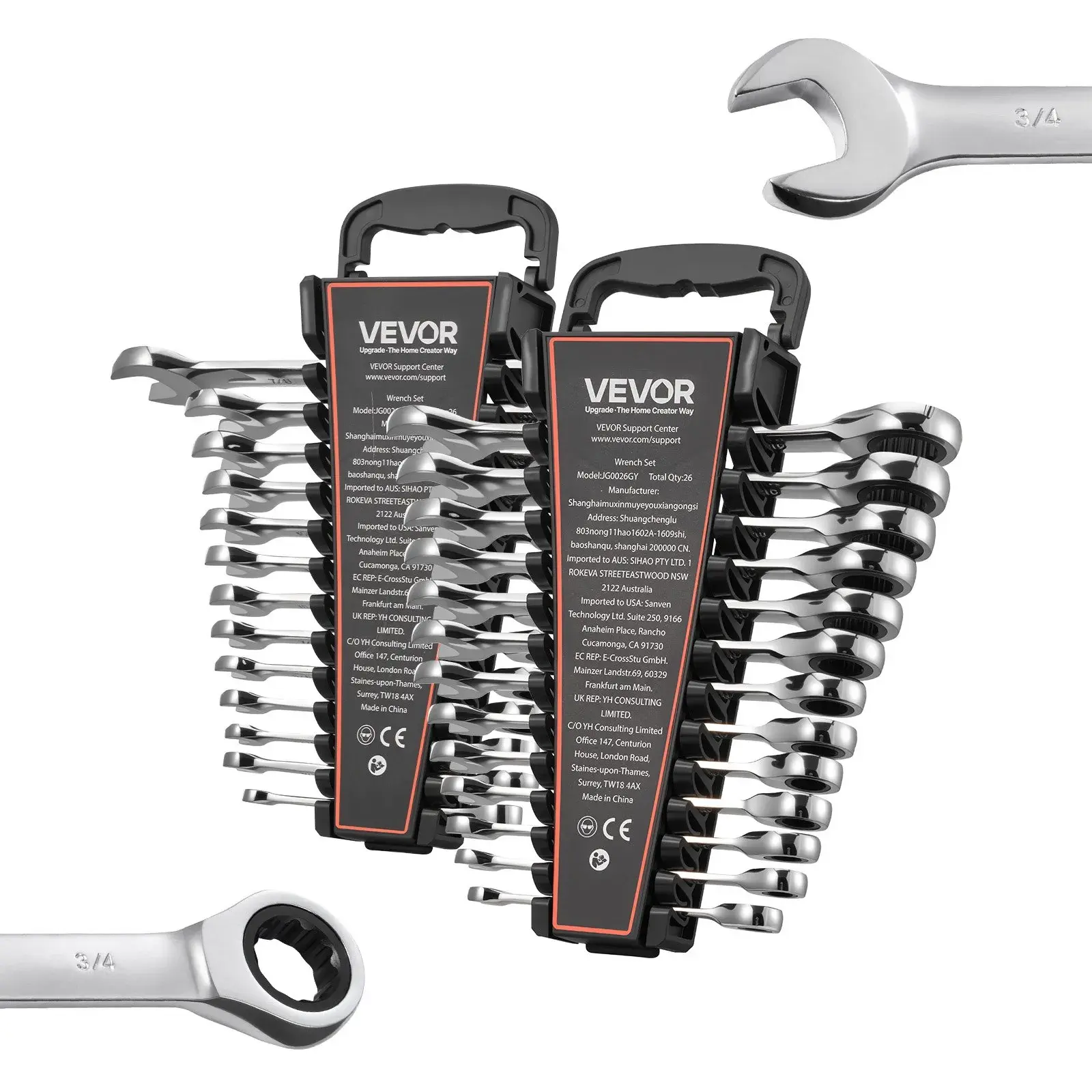 【Summerfinds】VEVOR 26-Piece Dual-Ended Ratcheting Combination Wrench Set, Cr-V Steel 72-Teeth SAE & Metric Open-End Wrenches with Rack Organizer, Size Labels, Tools and Gadgets, Work Tools, Silver Car DIY Use,dorm essentials,home decor