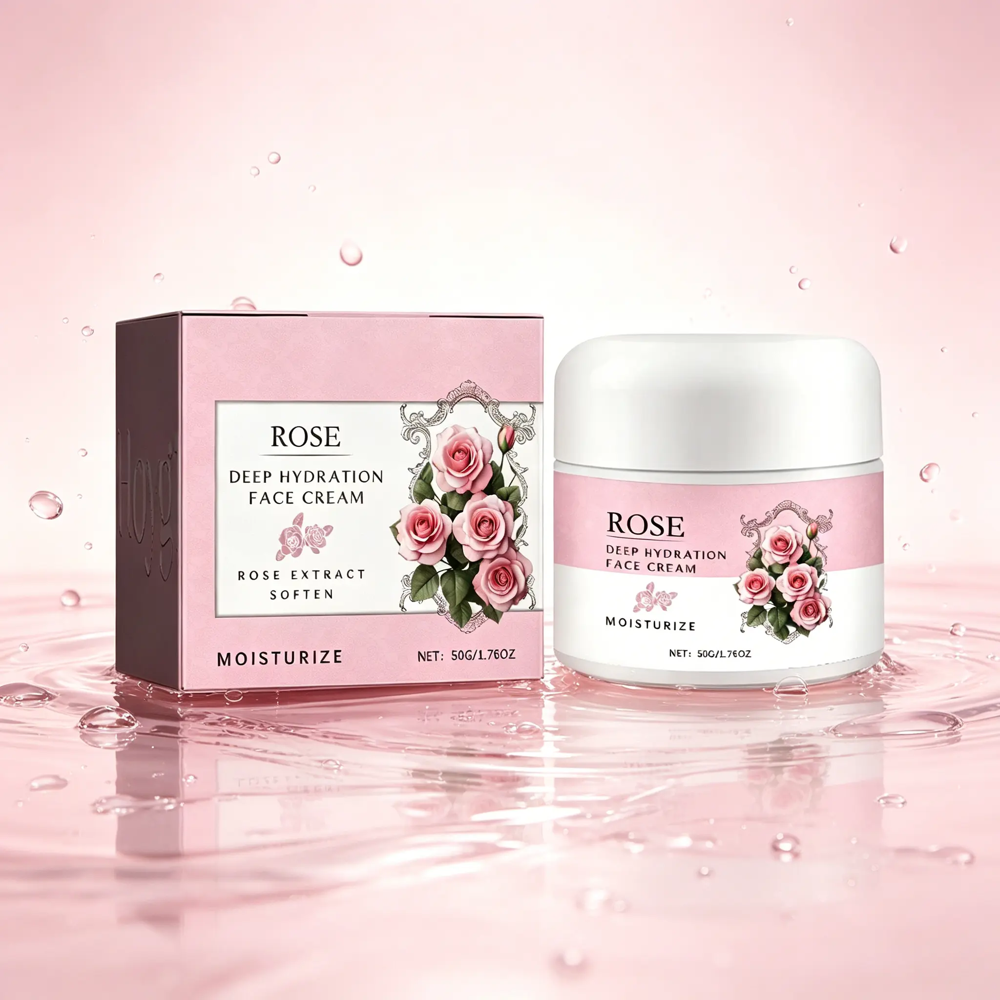 Rose Deep Hydration Gentle Face Cream - 50g Scented Plant-Based Chemical-Free Moisturizer, Smooth Skin Routine Support, Plump Luminous Dewy Finish, Makeup Prep, Suitable for All Skin Types (Face & Neck)