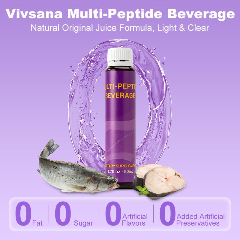 Vivsana Multi-Peptide Beverage - 7 x 50mL Bottles - Sturgeon Peptide Balance Formula for Women's Wellness with FERMLOVE Peptide & 5 Berry Antioxidants