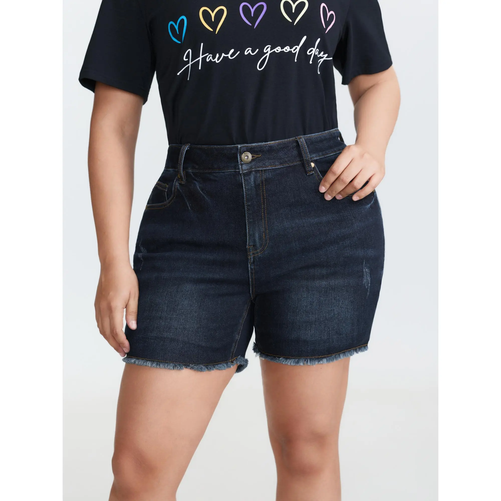 BLOOMCHIC Plus Size Stretchy Mid-Rise Denim Shorts [M-6X] Fit Vintage,Summerfinds, Spandex, Fabric, Pocket
