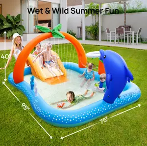 Sable Inflatable Pool, 95 x 75 x 40in Rectangular Swimming Pool for Toddlers, Kids, Family, Above Ground, Backyard, Outdoor