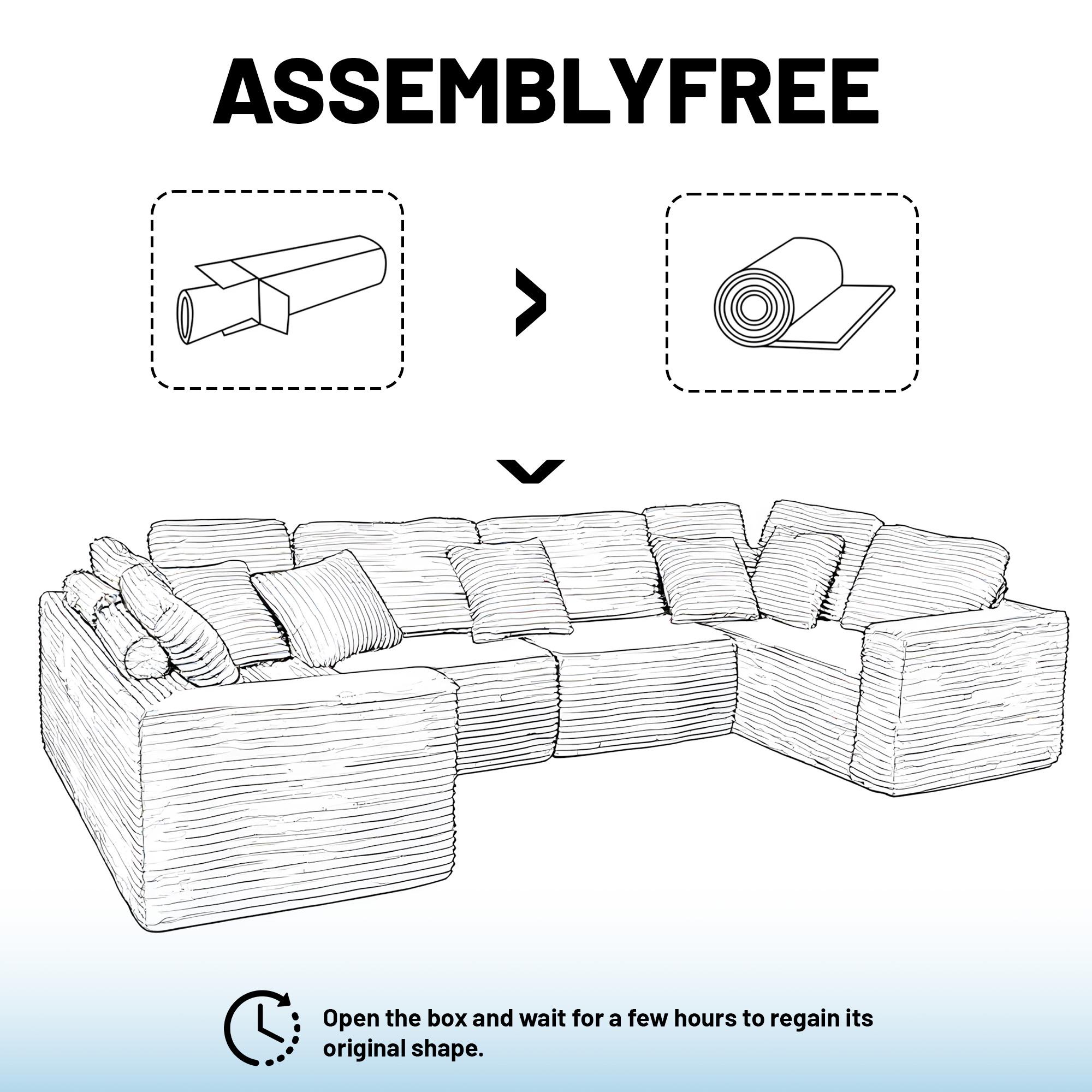 Niccae 135.5-Inch Modular U-Shaped Corduroy Couch - 6-Seater Recliner with Reversible, Freely Configurable Design, Gray Striped Fabric, 3-Pack Shipped Modular Upholstered Living Room Sofa Niccae 135.5-Inch Modular U-Shaped Corduroy Couch - 6-Seater Recliner with Reversible, Freely Configurable Design, Gray Striped Fabric, 3-Pack Shipped Modular Upholstered Living Room Sofa