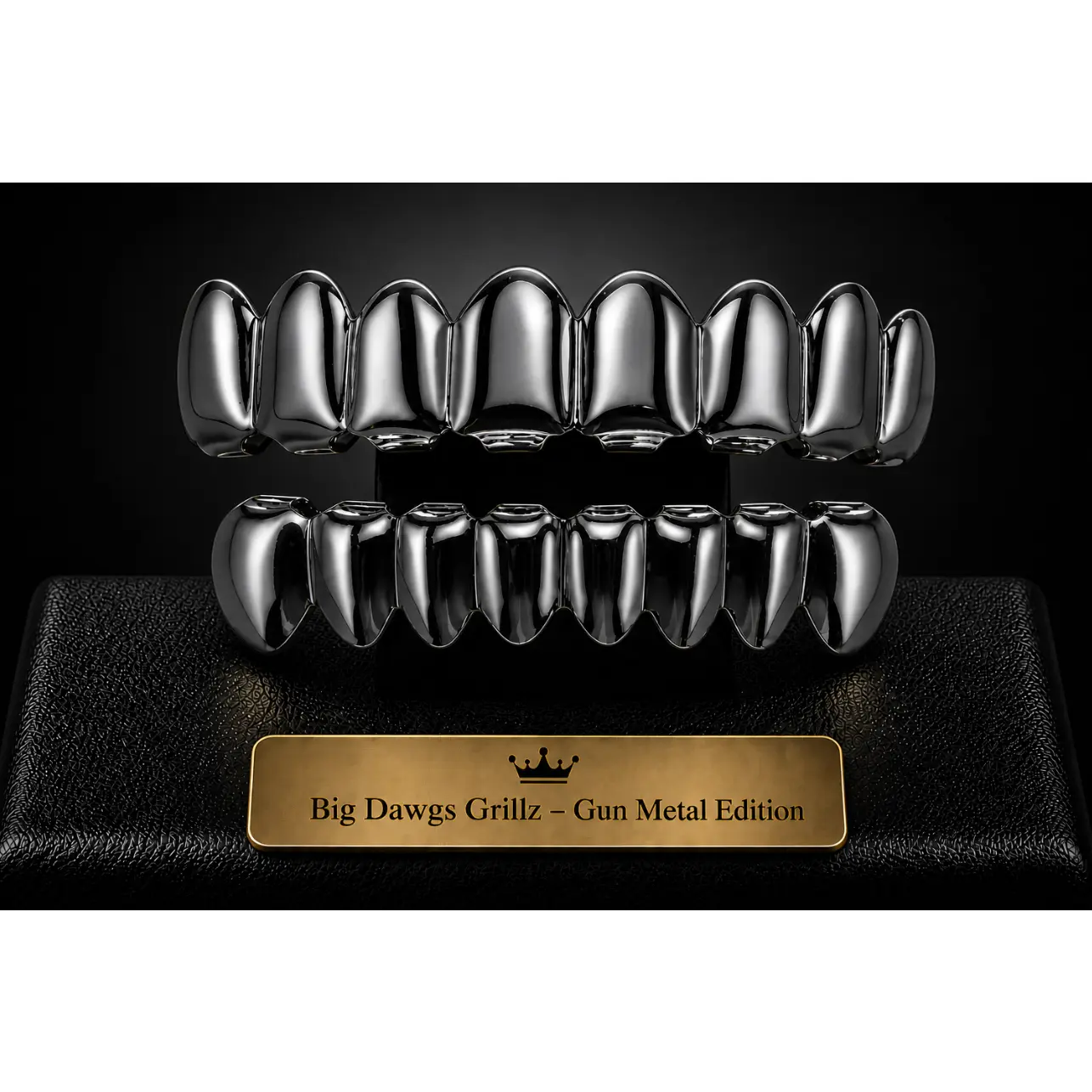 Black Gun Metal Upper 8 & Lower 8 Grillz Set Black