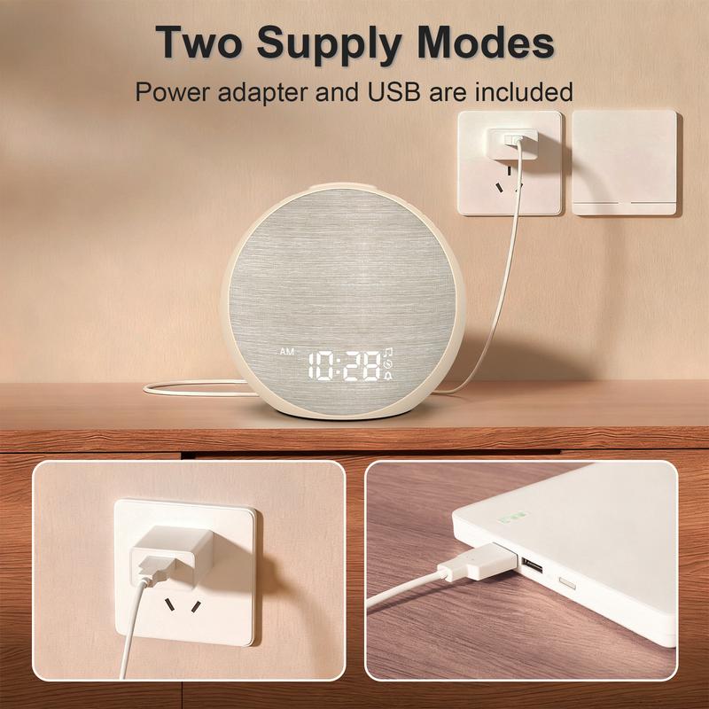 Bugucat Sunrise Alarm Clock & White Noise Machine — Natural Wake-Up Light, Dimmable Night Light & Digital Clock for Bedroom, Multiple Soothing Sleep Sounds, Alarm Clock Design, Adjustable Brightness — Ideal Sleep Aid & Gift for Babies, Kids & Adults