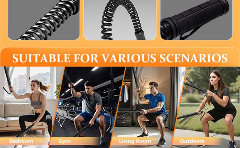 WVCS Ropeless Battle Ropes for Home Gym - Cordless Training Rope Fitness Equipment for Men & Women