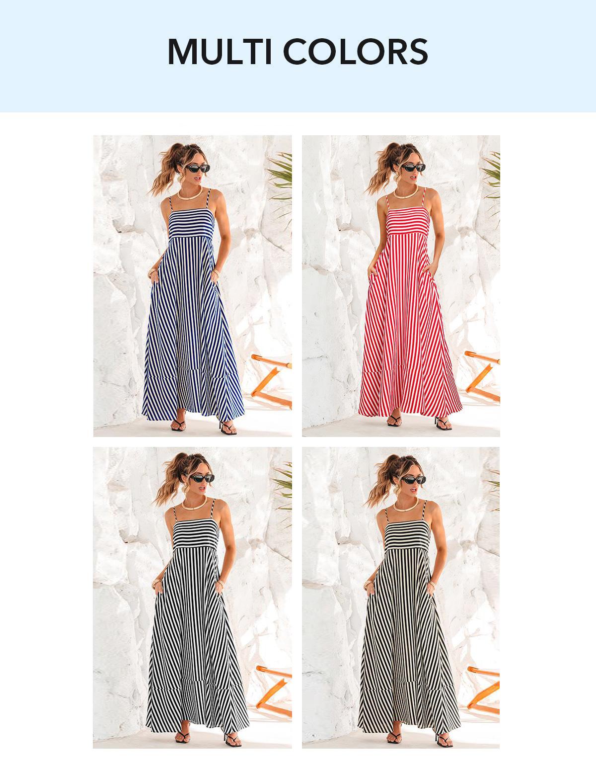 CUPSHE Waist Striped Maxi Dress: Viral Flattering Square Neck Sundress for Beach Vacation & Resort Wear (Size XS-XXL) SpringStatements