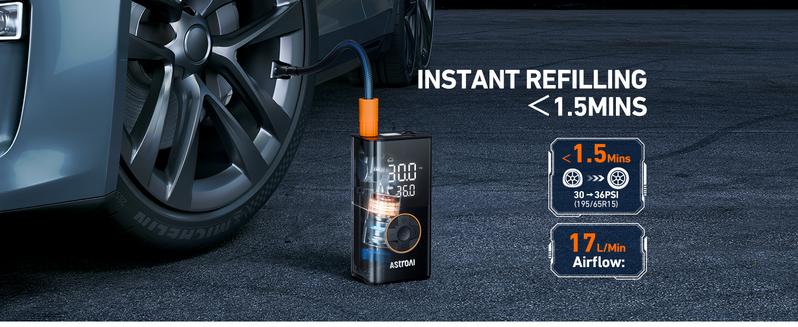 【Valentine's Day Gift】AstroAI L7 Tire Inflator Portable Air Compressor,150 PSI Cordless Car Tires Air Pump with LED Lights&Pressure Gauge,Auto Shut-Off - Tire Pump for Auto,Motorcycle, Bicycle, Ball