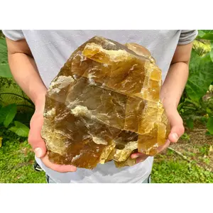 Large Honey Calcite Crystal | Raw Natural Golden Stone, Confidence & Empowerment, Solar Plexus Chakra Energy, Meditation Crystal.