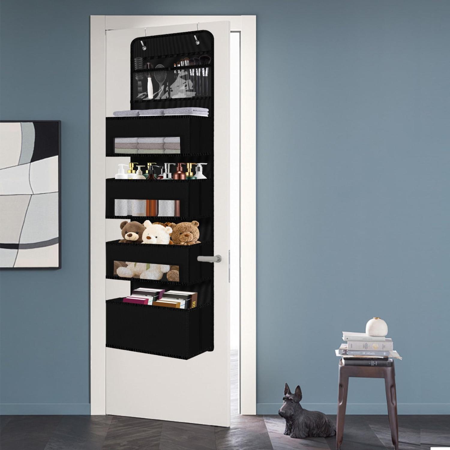 [New Deal] Door Hanging Organizer Nursery Closet Cabinet Baby Storage , Hanging Storage with Clear Window with 4 Large Pockets and 2 Small Hangable Multicolor