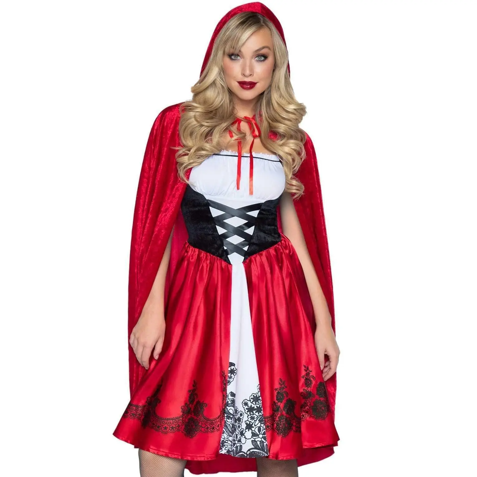 Classic Little Red Riding Hood Halloween Costume for Women Dress Fitted