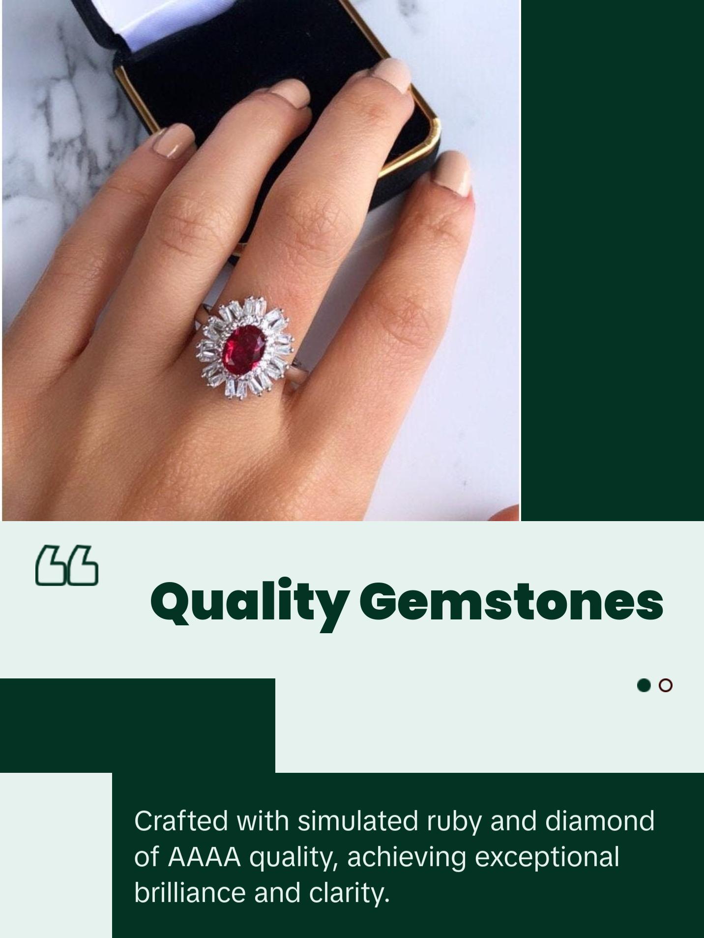 Oval Cut Ruby Halo Sterling Silver Ring, size 8.5