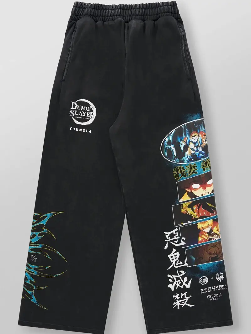 Youngla Japanese Cartoon Manga Sweatpants – Vintage Hip Hop Y2K Streetwear Graphic Jogger Pants, Retro Anime Inspired Casual Sweatpants for Men Women, Relaxed Lounge Wear, Fall Winter Outfit Gift