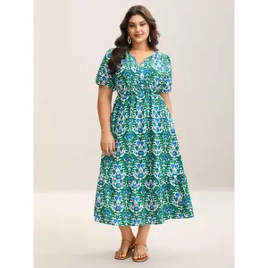 【Summer Turn-Up】【Boho】 【Pocket Approved】 Bloomchic Boho Pattern Stretchy Waist Pockets Midi Dress 2026 Summer Pick for Mother's Day