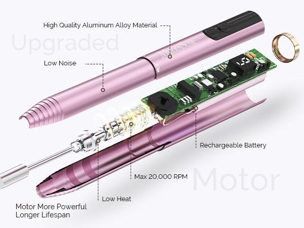 MelodySusie PocketNail PC100GR/PC100G Pen-Shaped Portable Nail Drill 20,000RPM for Beginners