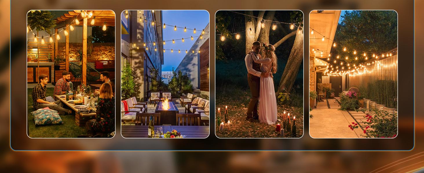 Brightown 100FT Outdoor String Lights LED Patio Lights with 50 Shatterproof ST38 Edison Bulbs Dimmable Waterproof for Backyard Deck Garden Party Xmas Decor