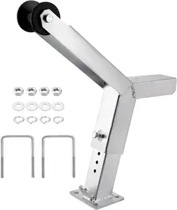 Garvee Adjustable Boat Trailer Winch Stand, Fits 3x4''Trailer Tongue, Hot-Dipped Galvanized Steel Winch Mount with Roller & U-Bolts