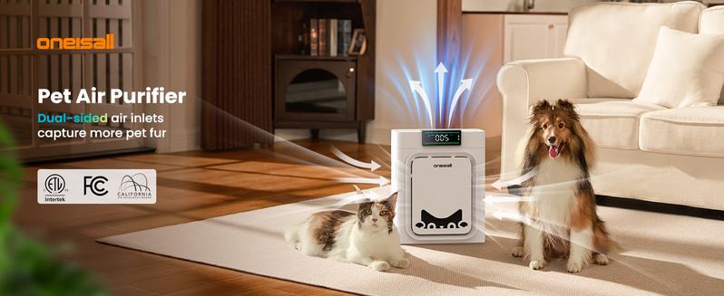 Oneisall Air Purifiers for Home Pets 3-in-1 Washable HEPA Filter Covers up to 2200 Ft² Dual-Sided Filter with 220g Activated Carbon Pet-Friendly Design Allergen Relief Odor Removal