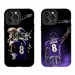Lamar Jackson themed phone case, Ravens #8 element, suitable for iPhone 17-11 Pro Max/Plus and Samsung Galaxy S23-25.