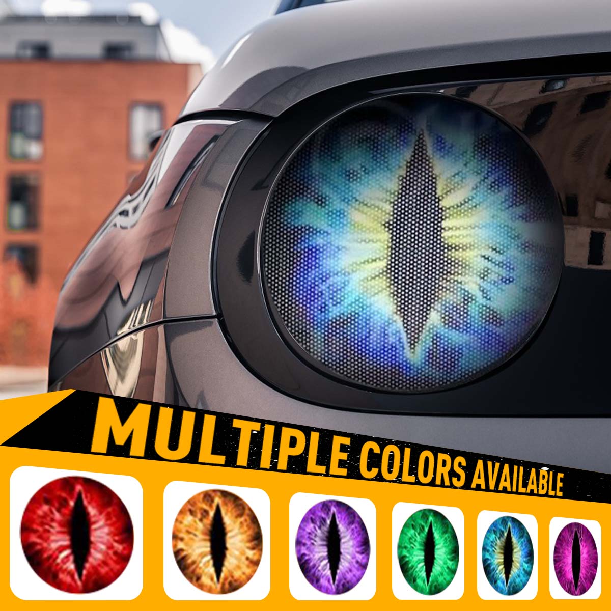 Beast Eyes Headlight Decals Pair Round 3D Stereo Eyes Decal Stickers for Truck Car Body Window Bumper Decoration Stylish Car Merch Fun Unique Design Greenish Spring
