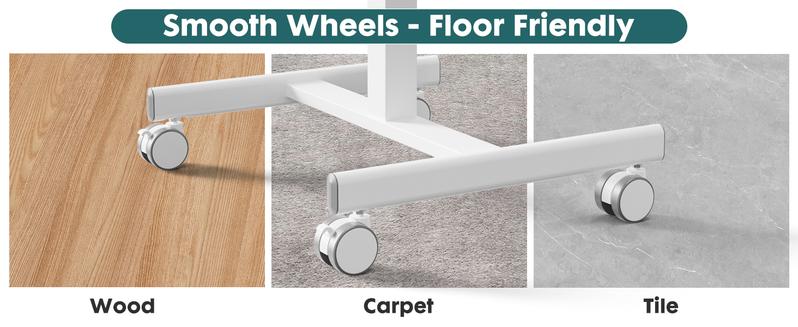 Furnest Furniture Indoor Furniture Tables & Desks Adjustable Height Mobile Small Standing Desk with Lockable Wheels, Portable Rolling Design