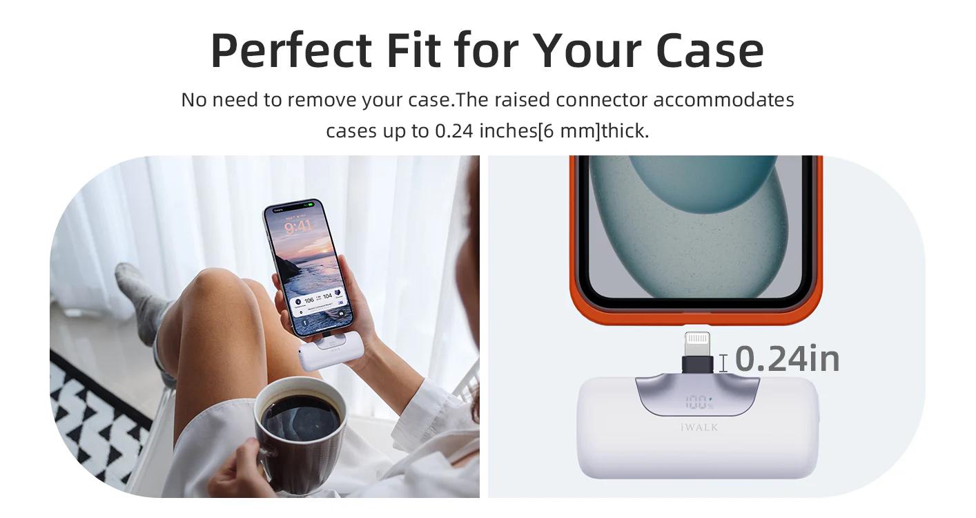 iWALK LinkPod 5 5500mAh 22.5W Lightning Port Portable Charger for iPhone 14/13/12/11/x/8/7 with 20W PD Fast Charging LED Display