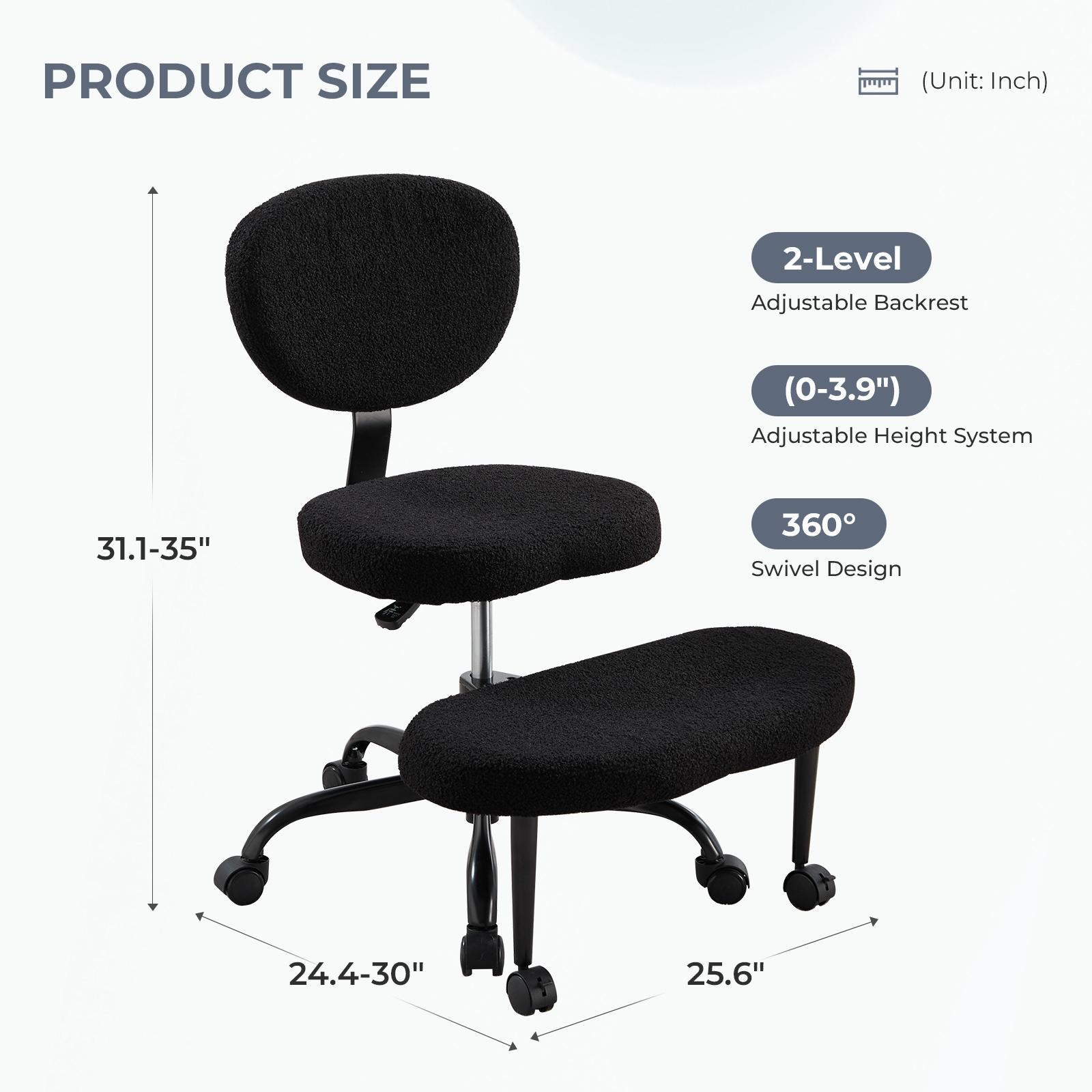 [SpringStatements] EBELLO Ergonomic Cross Legged Swivel Chair - Adjustable Height, Teddy Fabric, Back Support, Versatile for Home & Office Use