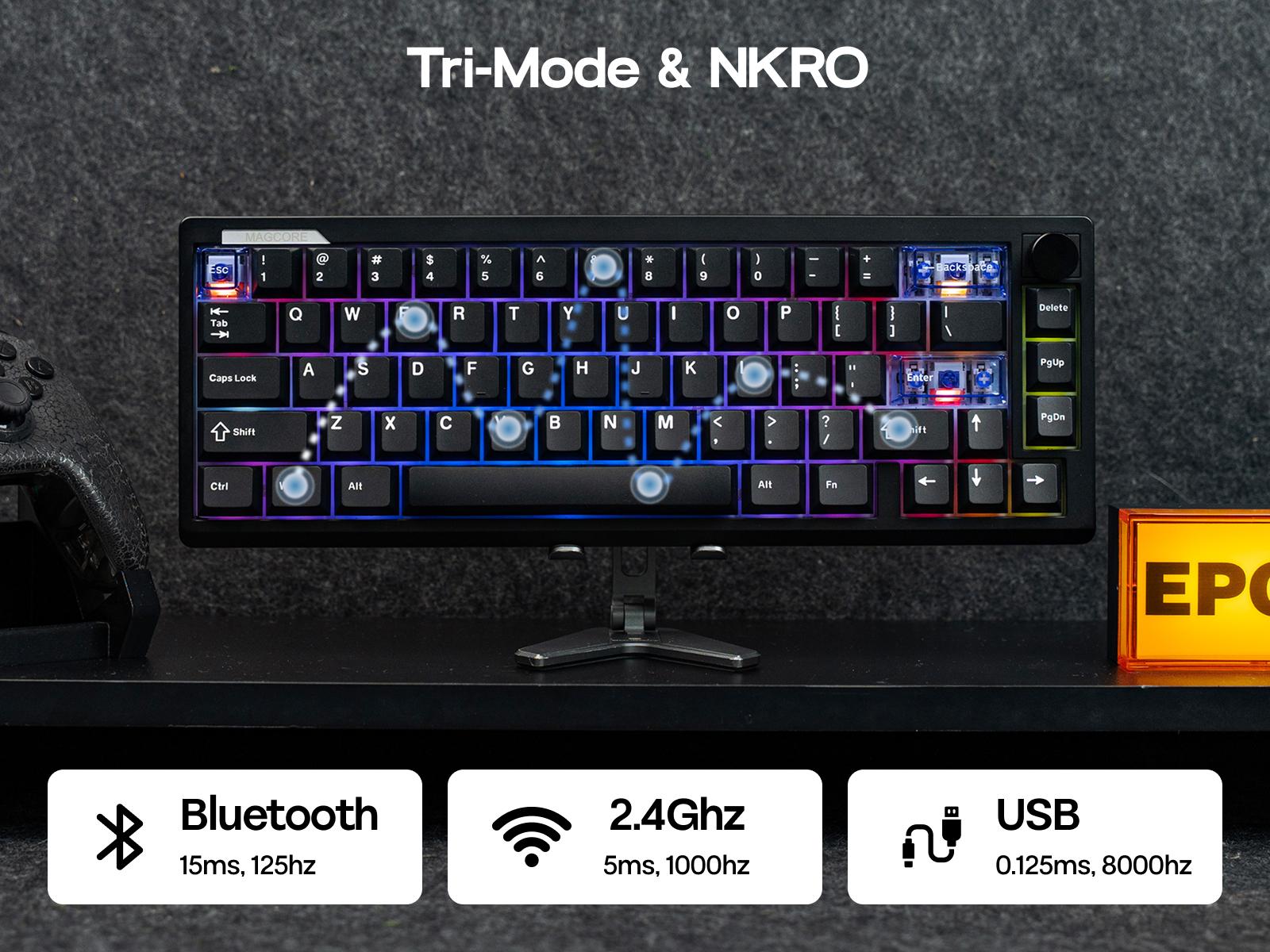 EPOMAKER Magcore65 Lite 65% Layout Wireless Gaming Keyboard DKS & SOCD 8K Polling Analog Switch PC & PBT Keycap Hot Swappable RGB Tri-Mode USB-C/BT5.0/2.4Ghz for PC/Mac/Linux keyboards for gaming creamy keyboard TikTokShopSpringGlowUp