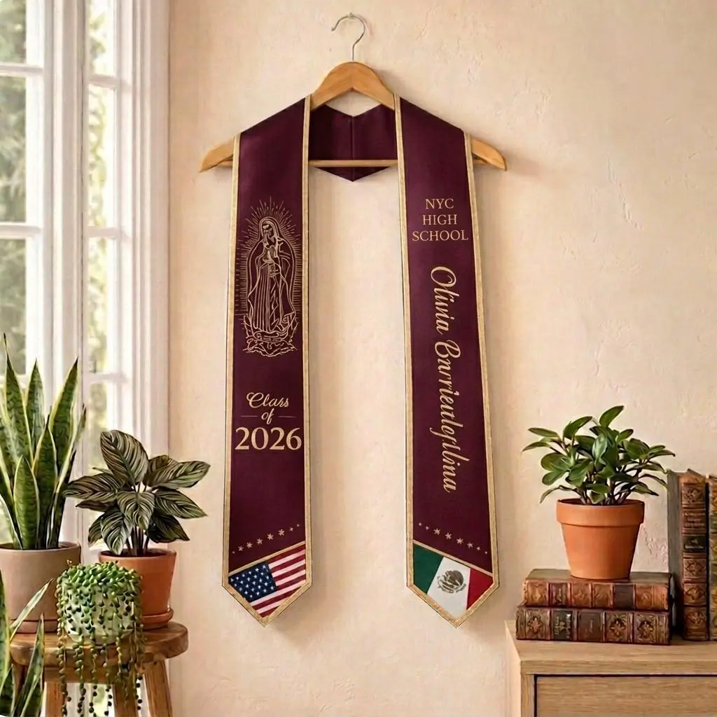 EastJia 2026 Mexican American Made in USA Floral Stole - Custom Personalized Name Graduation Sash,WHIMCHOIT, Reusable Washable Polyester, Elegant Senior Gift & Ceremony Accessory, Summervibes summerwins, 5.0 Inches X 78 Inches, 72 Inches