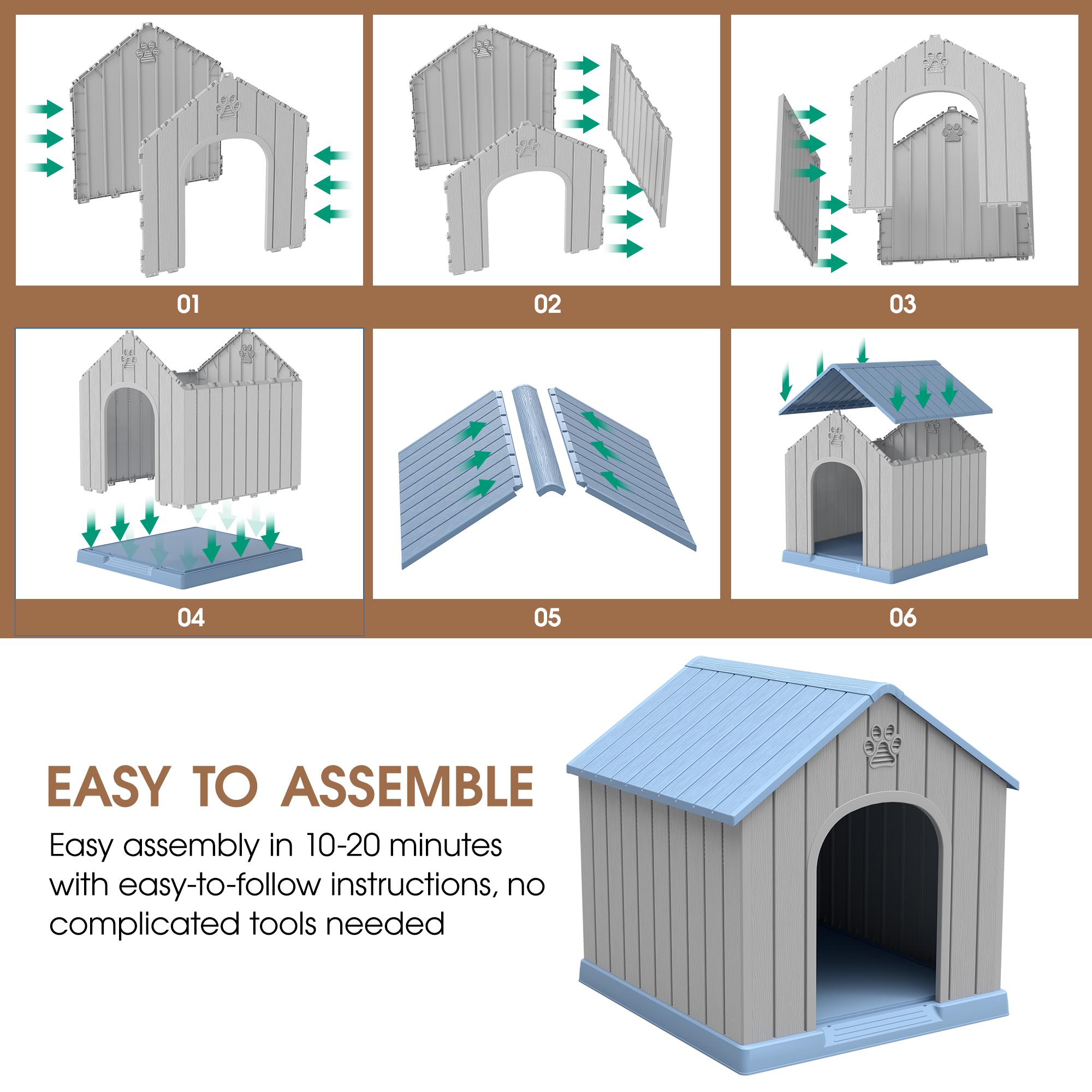 Durable Waterproof Plastic Dog/ Sheep House for Small to Large Sheep, Indoor Outdoor Pet Shelter with Ventilated Roof and Elevated Floor, Easy Assembly-Best Christmas Gifts.