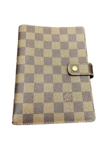 Pre-owned Louis Vuitton Leather Agenda Cover Damier Ebene Medium Ring Agenda Cover