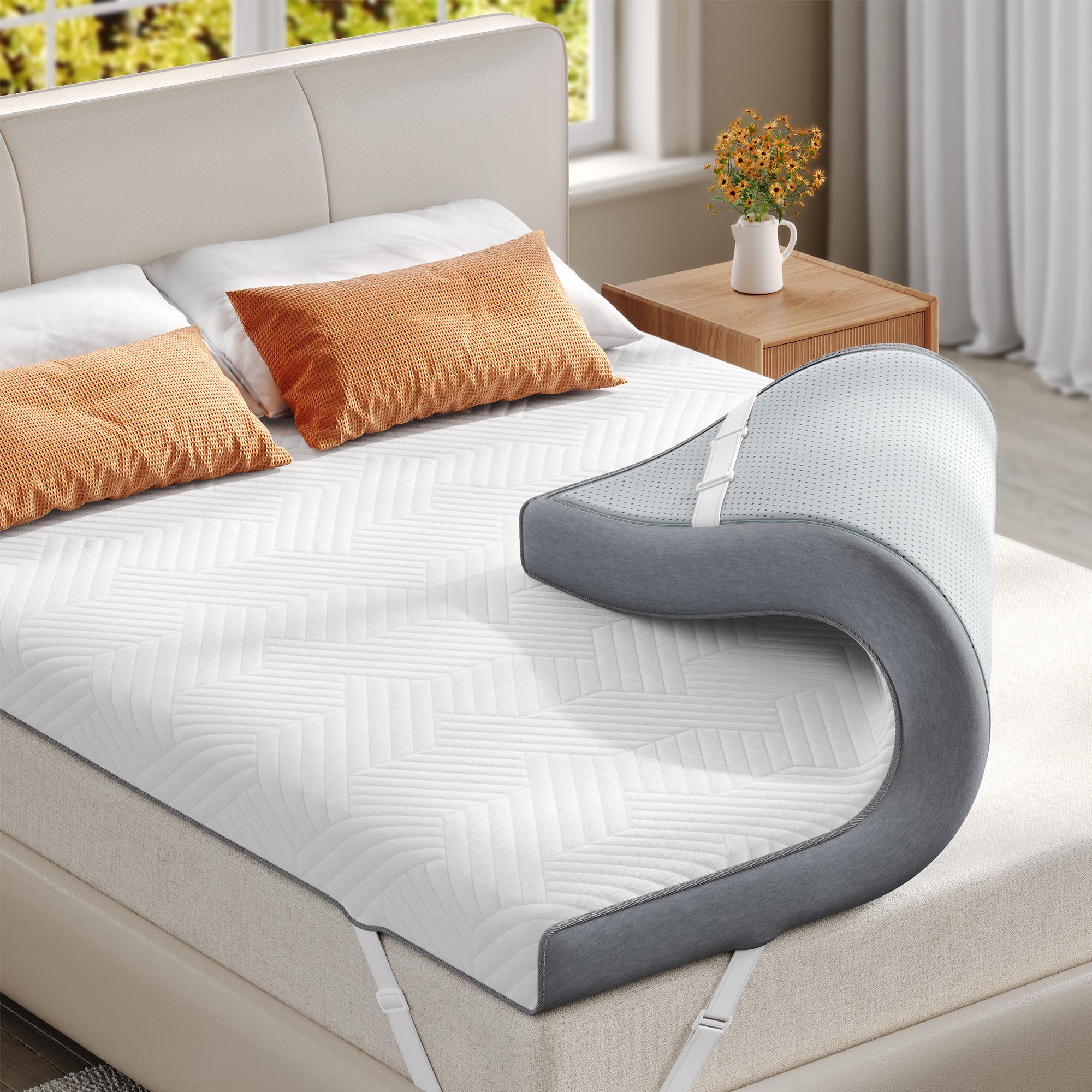 Raybee 3-4 Inch Mattress Topper with Cover, Pressure Relief Memory Foam Mattress Topper with Cooling Gel and Removable & Washable Embossed Cover, Gray, White,  King Queen Full Twin,