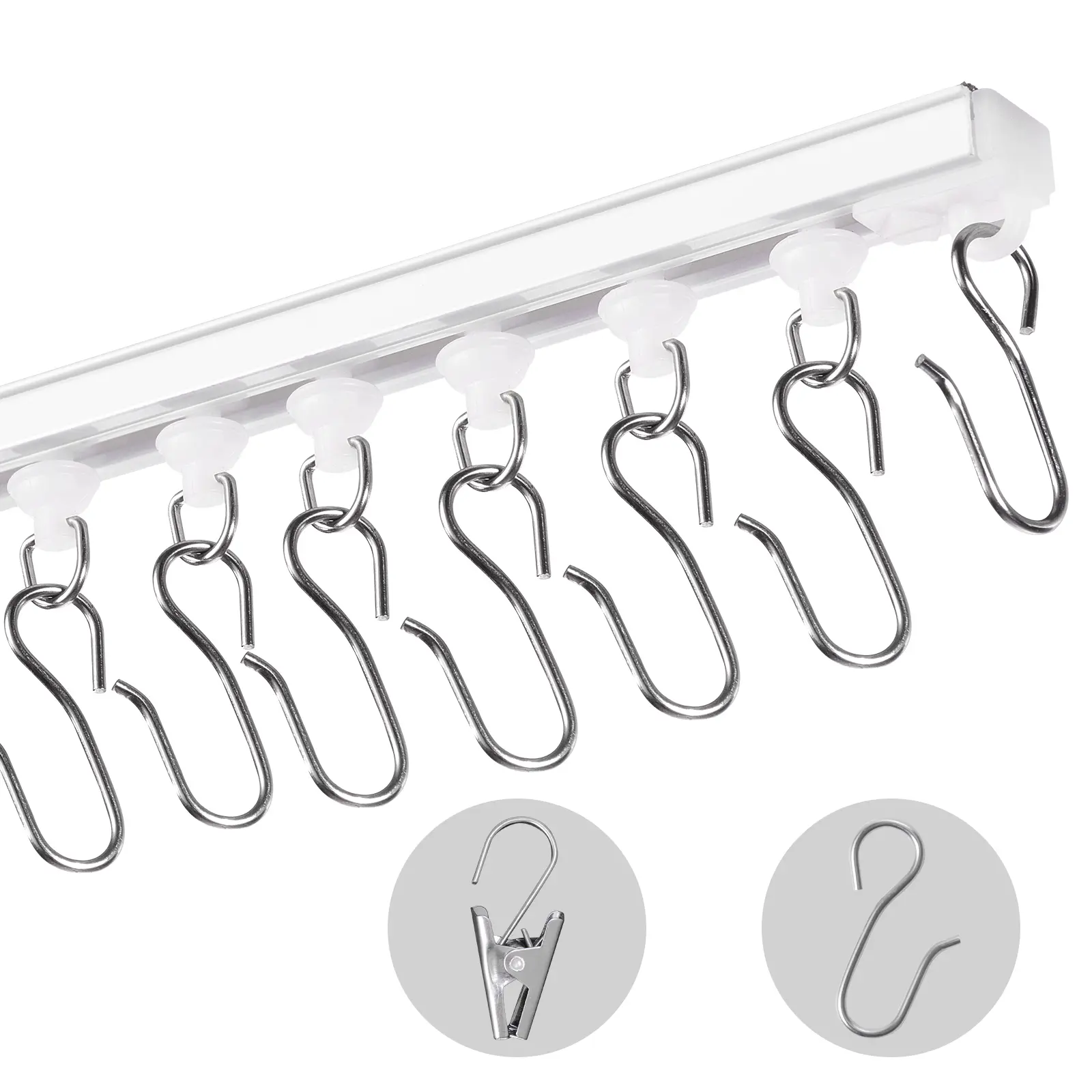 【Summerfinds】VEVOR Ceiling Curtain Track Set,9.9 FT/3 MeterSelf AdhesiveNo Drill Ceiling Track System for CurtainsRoom Divider Curtain Track Ceiling Mounted for Living Room with Hooks and HardwareWhite