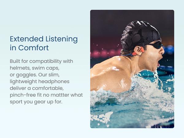 SHOKZ OpenSwim Pro - Open-Ear Bone Conduction Bluetooth Headphones & 32GB MP3 Player, IP68 Waterproof, Secure Fit for Workouts, Running and Swimming