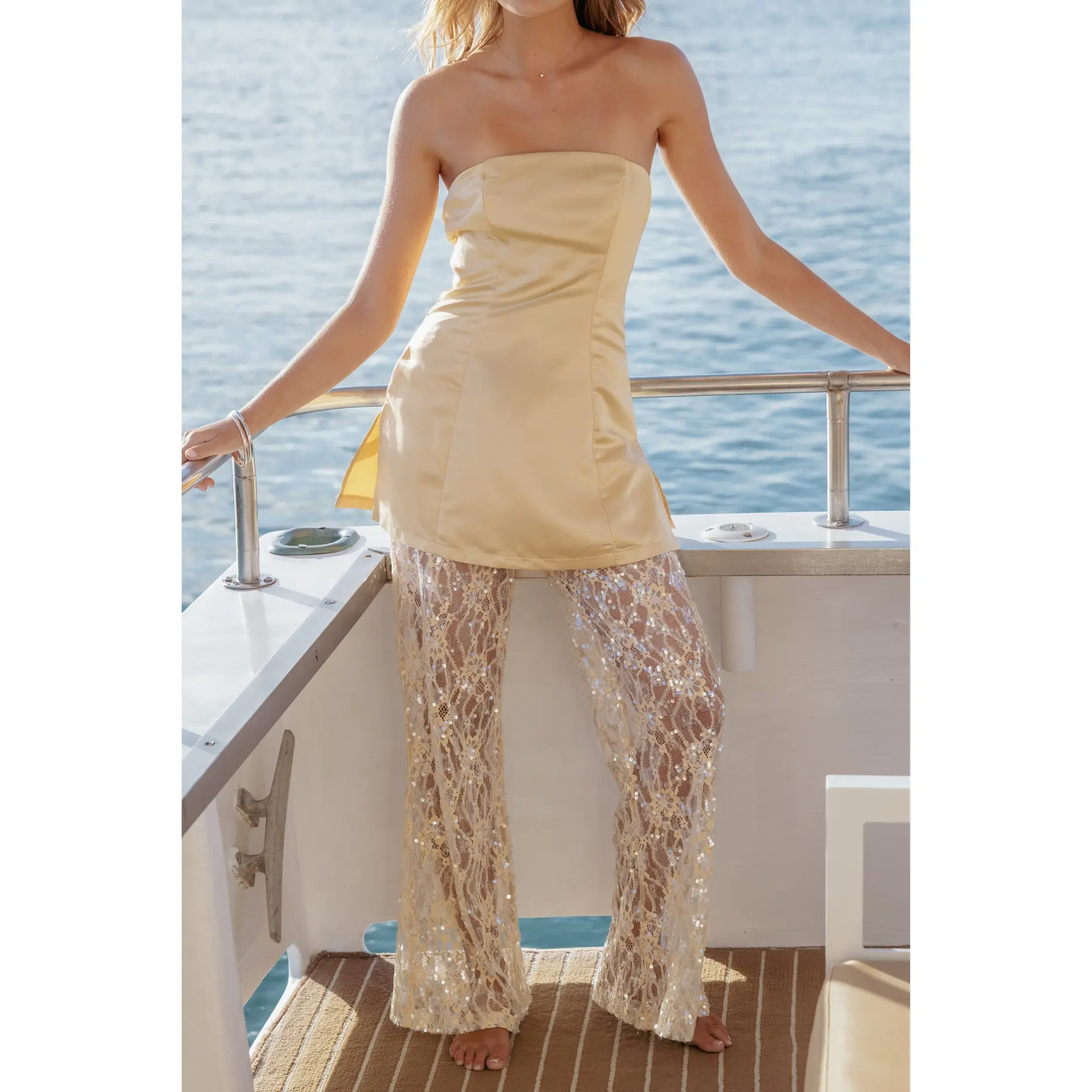 Oxley Strapless Jumpsuit - Mango Sequin