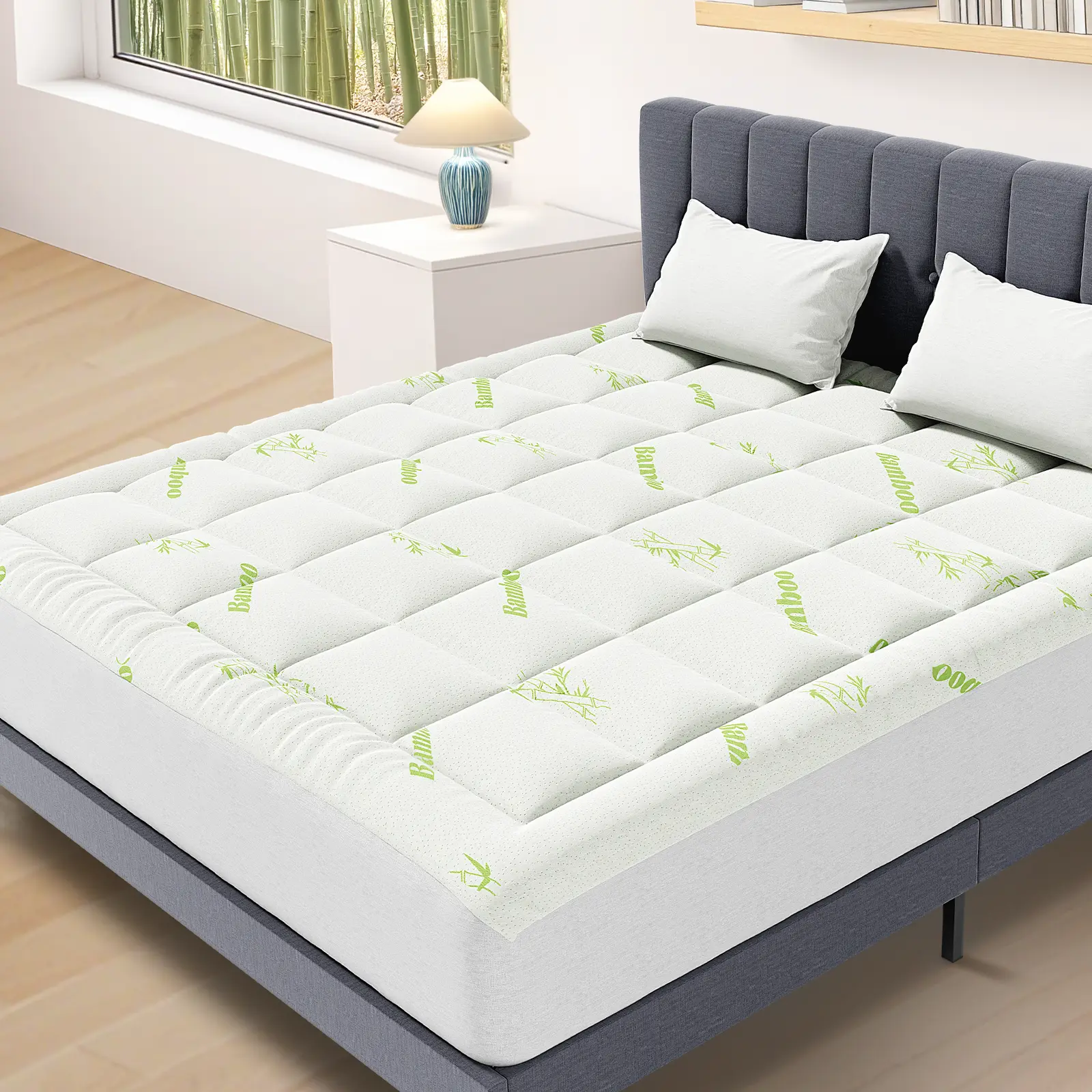 Sweetcrispy Ultra Soft Mattress Topper，Viscose Made from Bamboo Pillow Top Mattress Pad，Naturally Cooling for Hot Sleepers, Mattress Toppers, Bamboo Topper Mattress