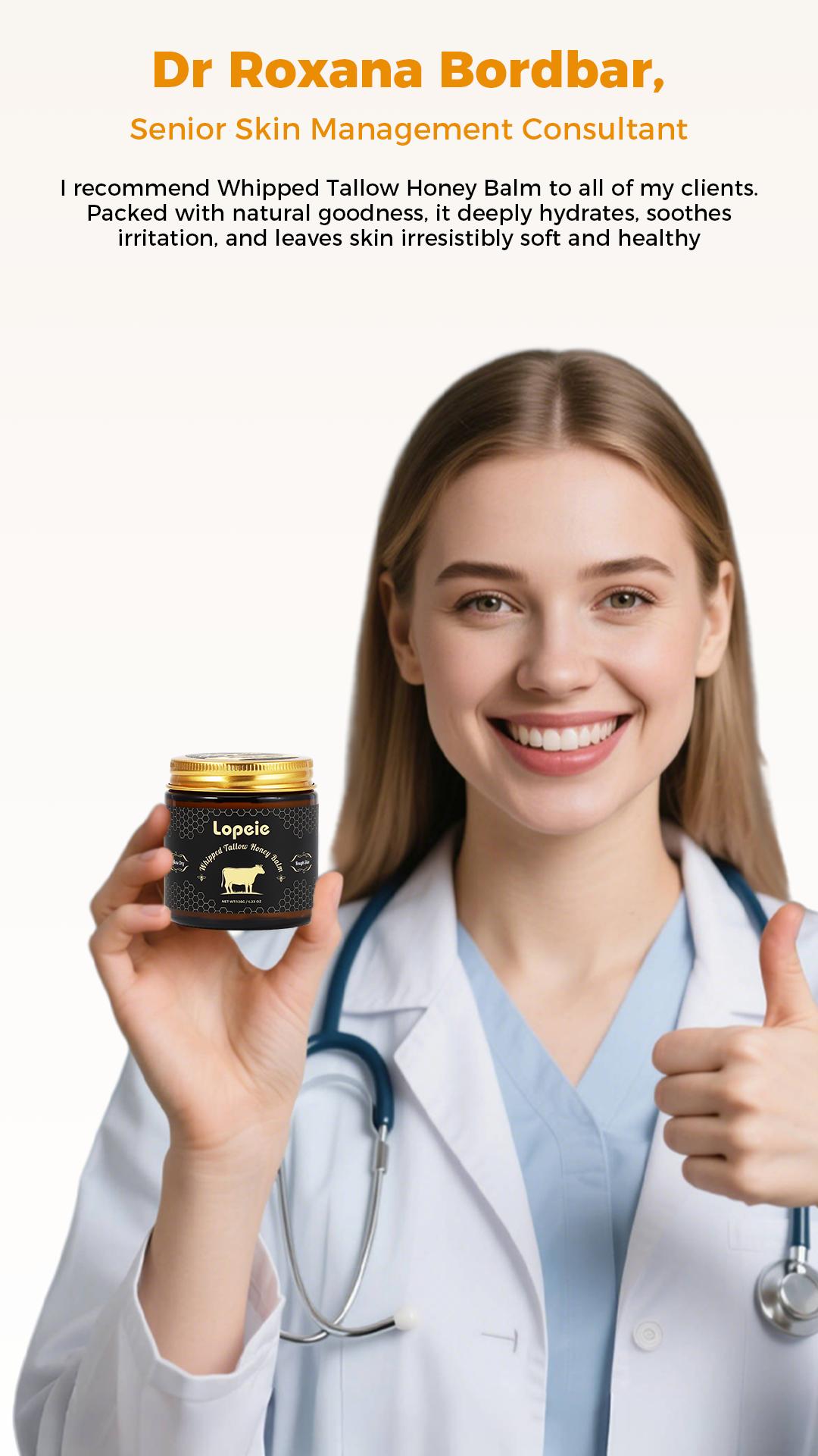 Lopeie Whipped Grass-Fed Beef Tallow Honey Balm - 4 Oz,Moisturizing Cream for Soft, Smooth Skin - Handmade All-Natural Moisturizer - Lavender,hydrating, comfort, moisture boost cream, luminous firming cream, body care, hydrating dry skin