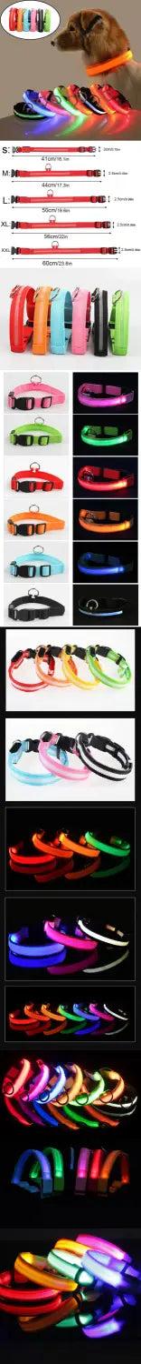 Pet Dogs Luminous Fluorescent Dog Accessories Collar Reflective LED Dog Collar Nylon Night Safety Flashing Glow in the Dark-=%2=-=%2=-=%2= medium=%2= small medium cat pet travel pull harness