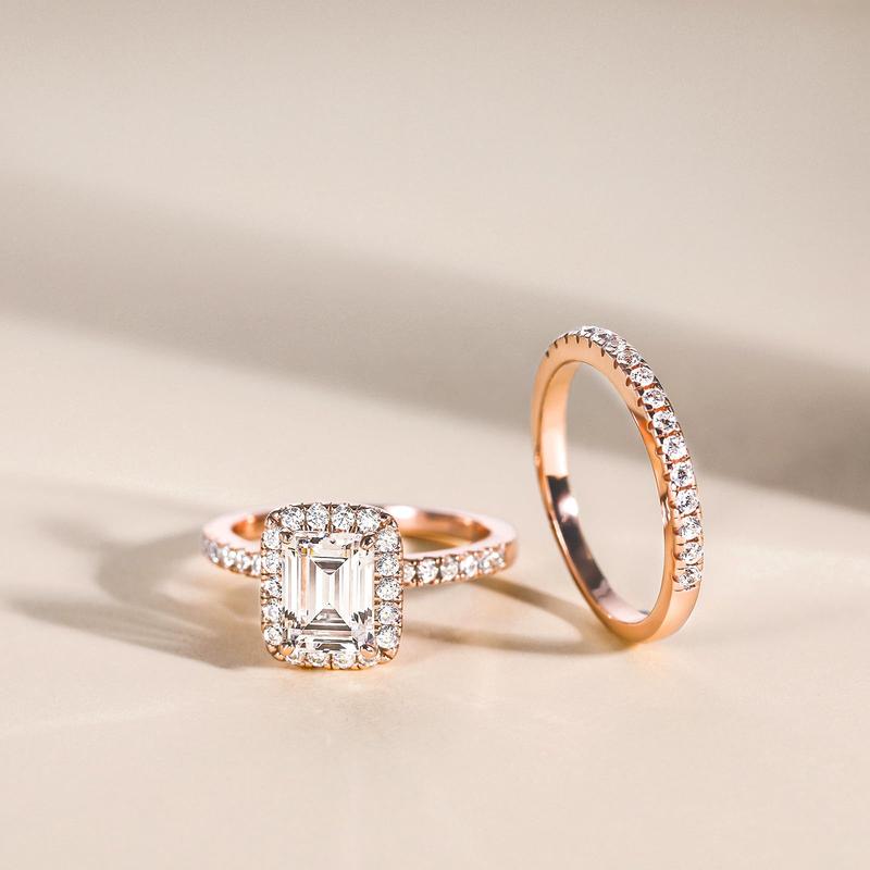 EAMTI 2CT 925 Sterling Silver Bridal Ring Sets Cubic Zirconia Wedding Bands for Women