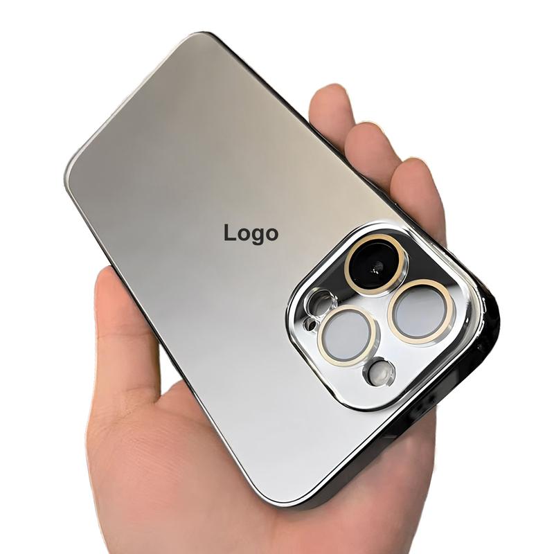 OREKROY For iPhone 17/16/15/14/13 Pro Max Electroplated Shockproof Phone Case with Camera Lens Protector Film, Anti-Drop Protective Cover, Original Color Finish, Slim Fit Smartphone Case