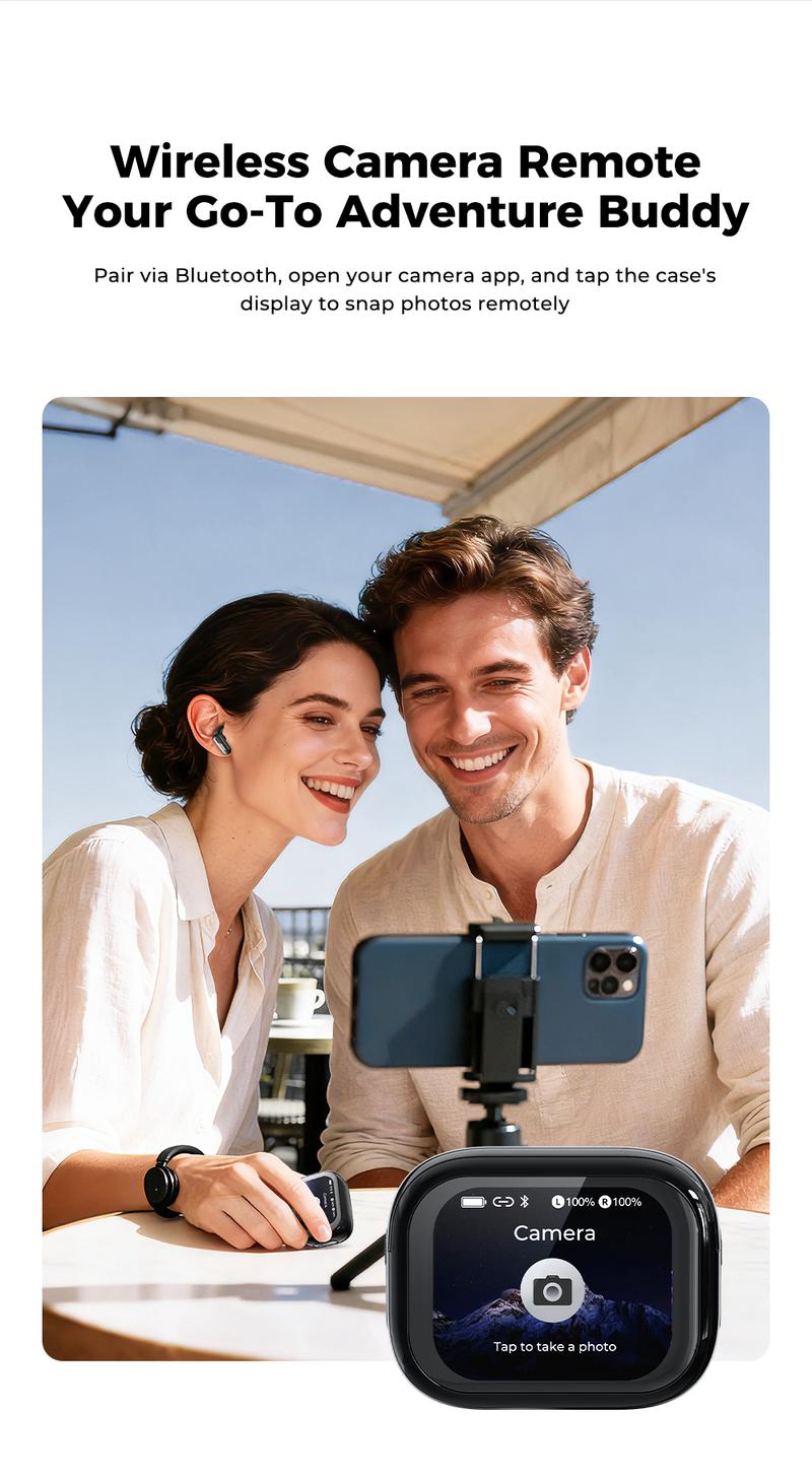 HTC NE68 Bluetooth 6.0 Earphones LCD Touch Screen IPX5 Waterproof Wireless Headphones 60H Playtime, HD Stereo Sound Earbuds, Built-in Microphone for Travel Learning Business