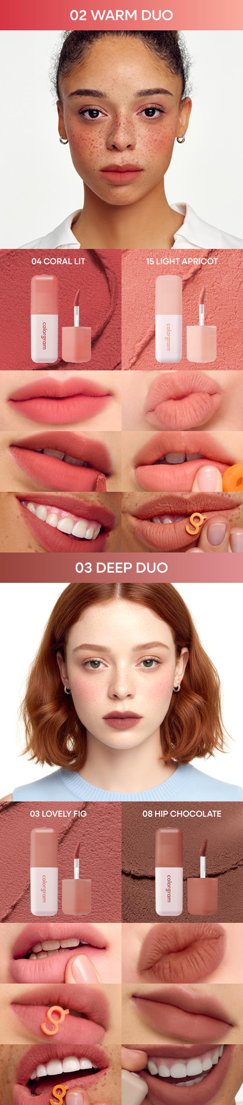 Colorgram Blurry Lip Duo | Nude Blur Tint Soft Velvet Matte Lip & Cheek Stain with Airbrushed Finish & Vegan Cruelty Makeup