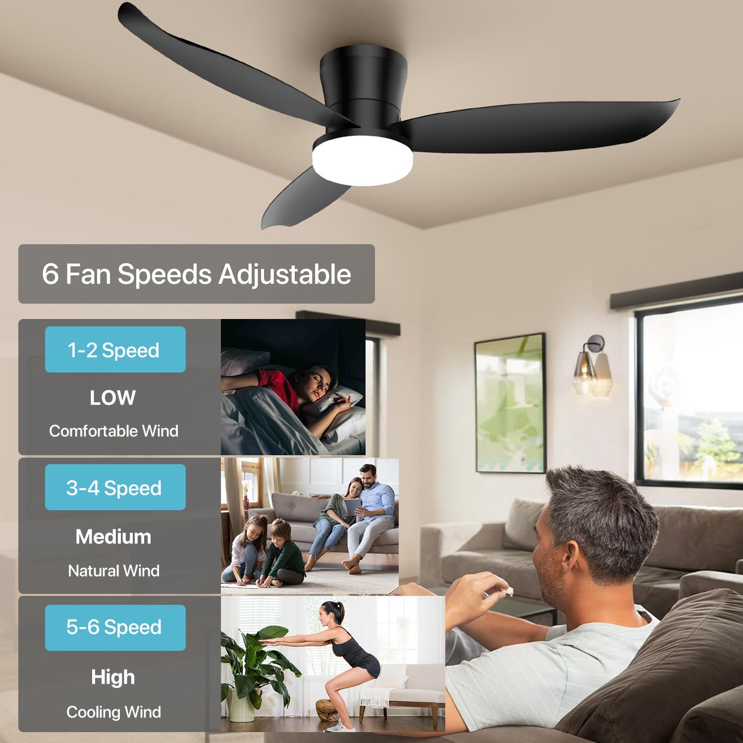 GLITGATE 42 Inch Smart Ceiling Fan with Light and Remote Control - 6 Speeds, Reversible, 1/2/4/8H Timer, 3 Color Temperatures, for Bedroom & Living Room GLITGATE 42 Inch Smart Ceiling Fan with Light and Remote Control - 6 Speeds, Reversible, 1/2/4/8H Timer, 3 Color Temperatures, for Bedroom & Living Room