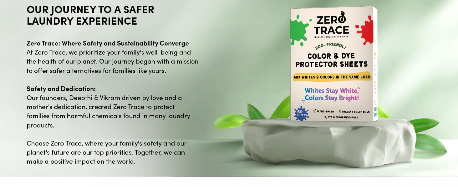 Zero Trace Eco-Friendly Color Catcher Laundry Sheets - 40 Count - Prevents Dye Transfer & Keeps Clothes Original Color - Fragrance-Free Plant-Based - Ideal for Mixed Washes Household