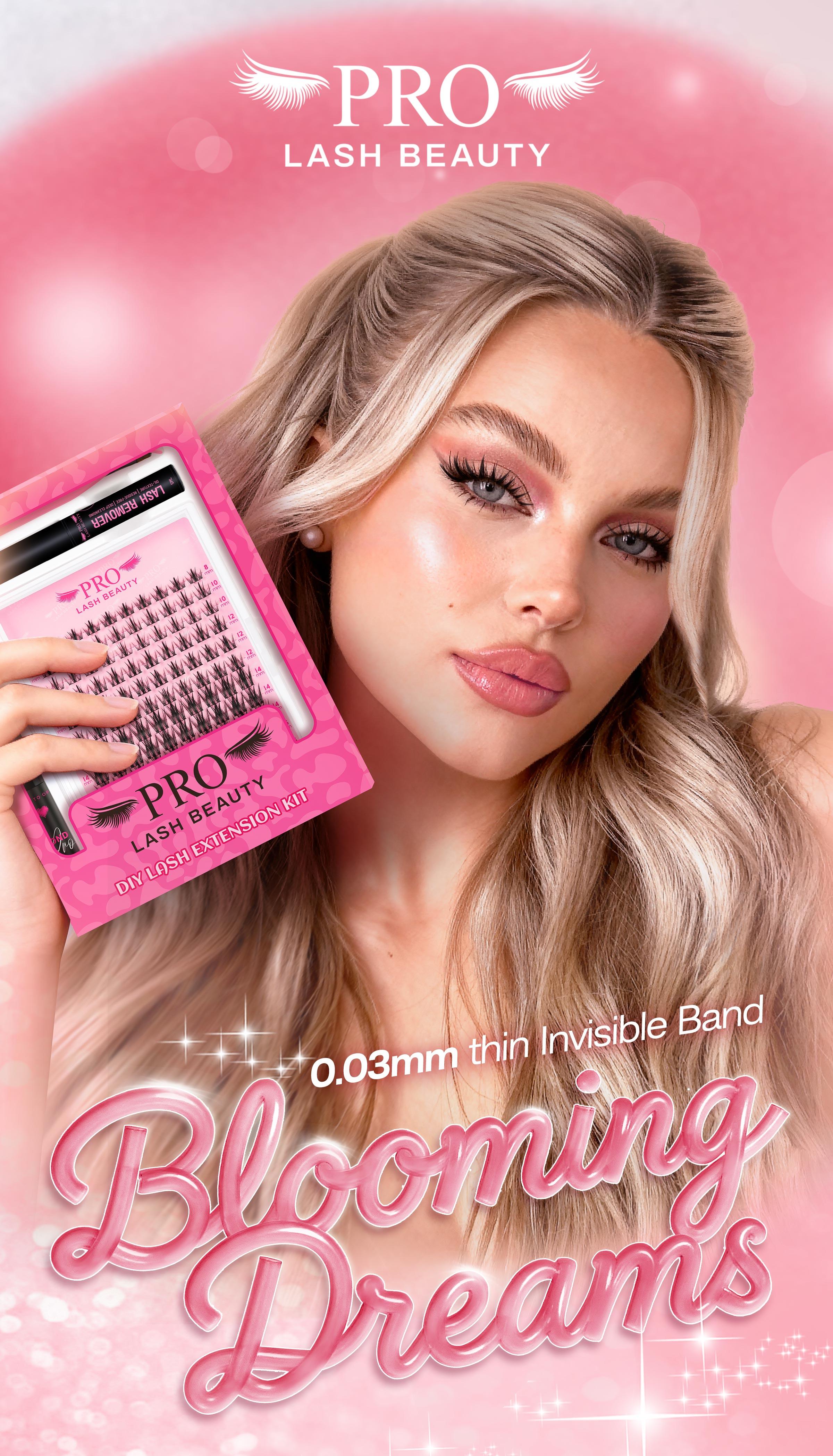 73% Hot Fresh Launch ProLashBeauty Anime Lashes Cluster Extension Kit - DIY C D Curl Eyelashes with Remover for Volume Length - Cosmetic Makeup