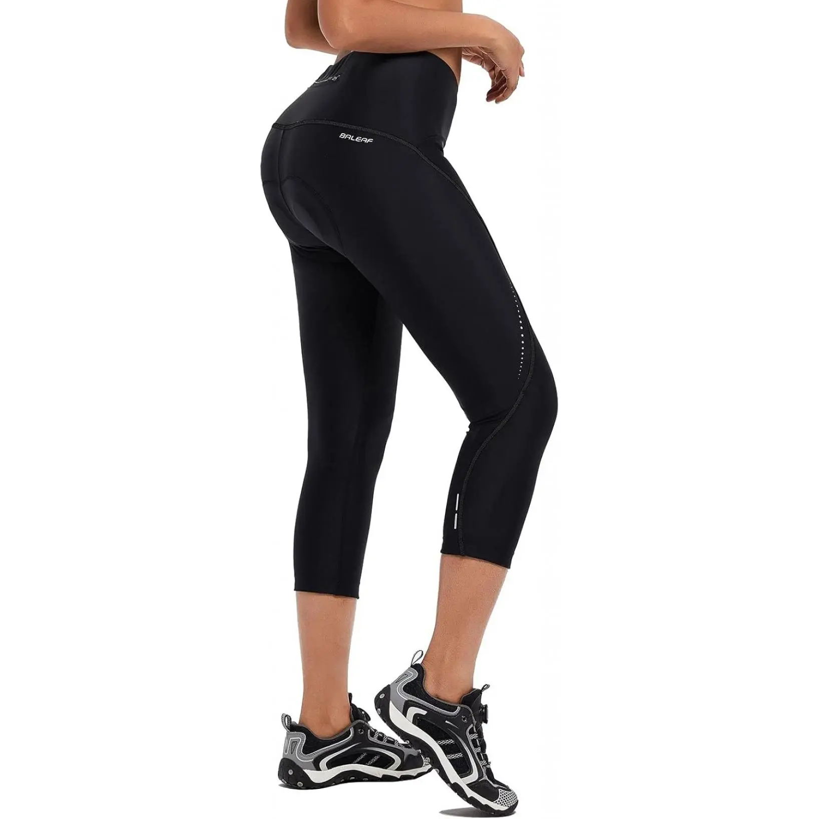 Baleaf Women's High Waist Sports 4D Padded 3/4 Cycling Capris, UPF50+, with Pockets