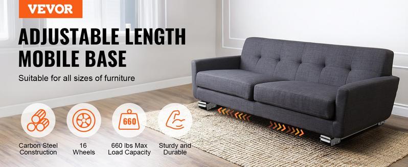 VEVOR Heavy Duty Furniture Appliances Rollers, TikTokShopBlackFriday, 660 lbs Total Load, Extendable Appliance Rollers Mobile Washing Machine Base, Fridge Stand Dolly Movers for Refrigerators, Dryers, Dishwashers, White