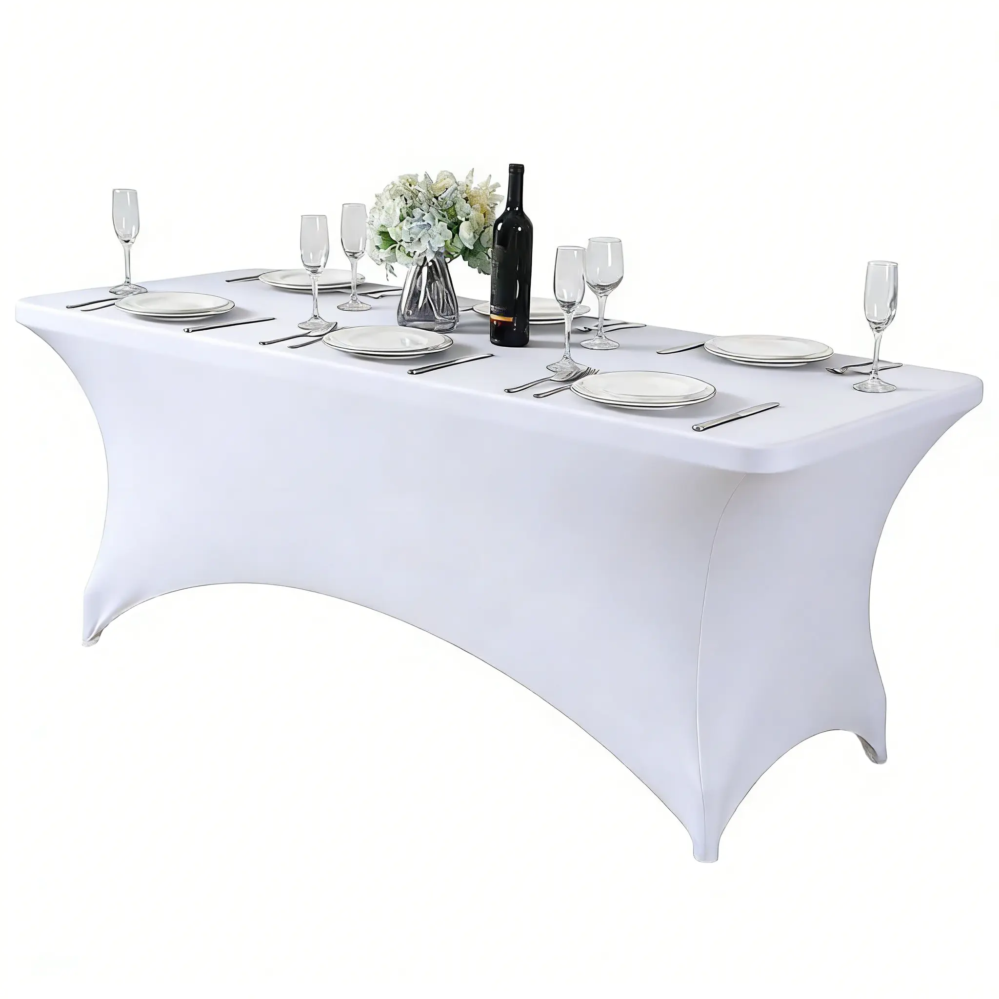 2 Pack 6ft Stretch Spandex Table Cloth for Standard Folding Tables (Black, White) - 2 Pack Universal Rectangular Fitted Tablecloth Protector for Wedding, Trade Show, House Decor, Vend or Stand