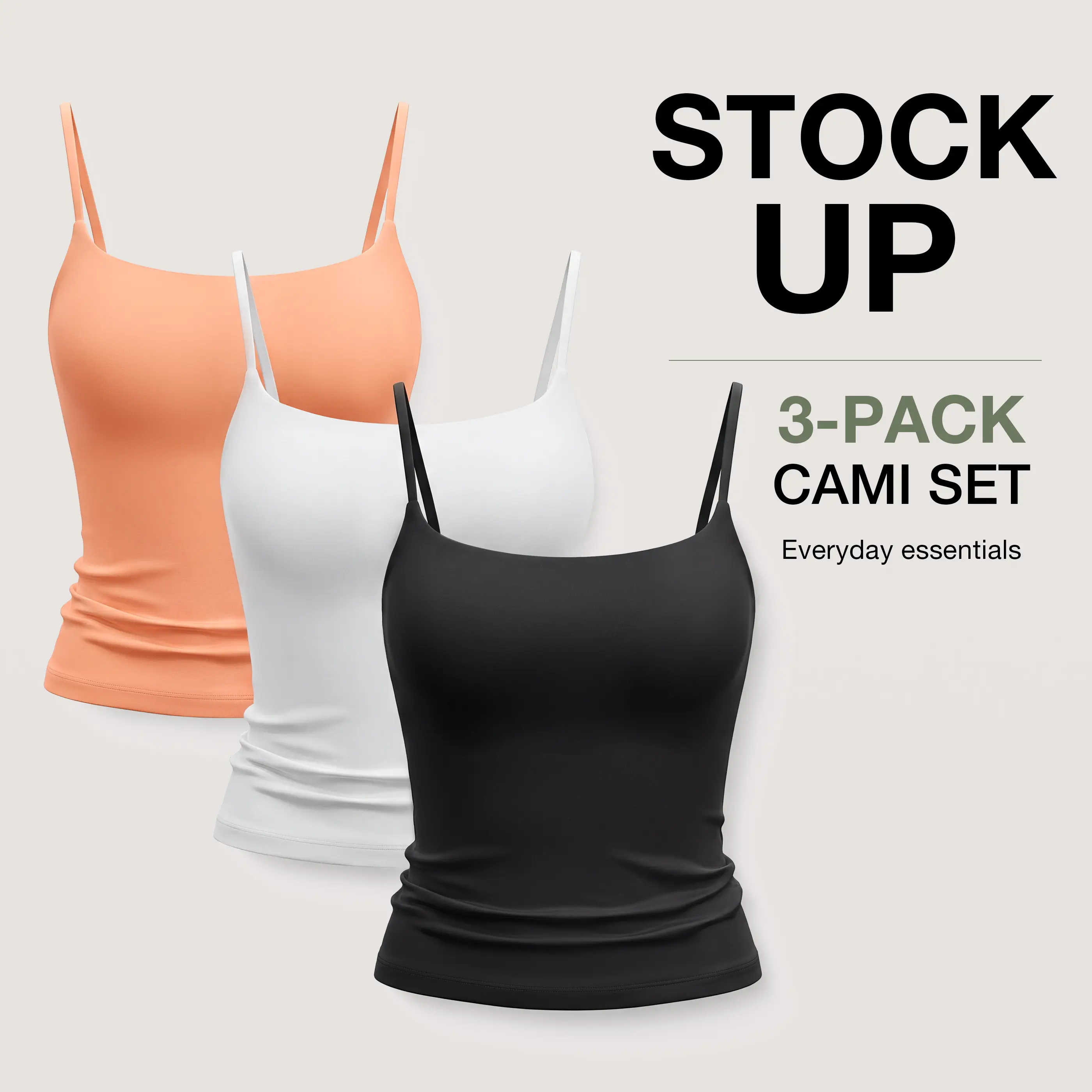 PUMIEY Women's 3 Pack Slim-Fitting Tank Tops, Buttery Soft Double Layer Cami, Basic Minimalist Sleeveless Scoop Neck Top