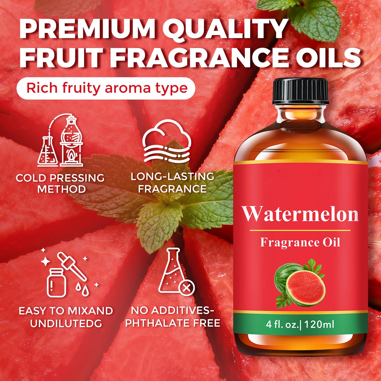 Natural Fruit Essential Oil -Pineapple, Peach, Watermelon & Cherry Sweet Fruity Scents- 120ML Big Bottle Aroma Oils For Humidifiers, Diffusers, Candles, Flavored Air - Massage Body Oil Natural Fruit Essential Oil -Pineapple, Peach, Watermelon & Cherry Sweet Fruity Scents- 120ML Big Bottle Aroma Oils For Humidifiers, Diffusers, Candles, Flavored Air - Massage Body Oil